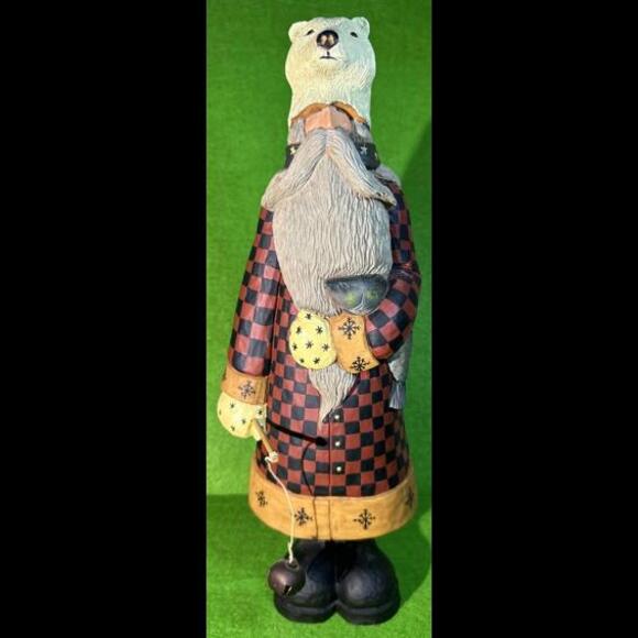 Williraye Studios Folk Art ~ 15" NORTHWOODS SANTA (Polar Bear Cap) WW2532 NIB - Picture 1 of 9